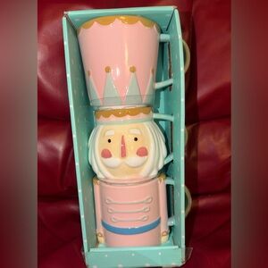 New LANG BY DESIGN collectible nutcracker stacked mugs